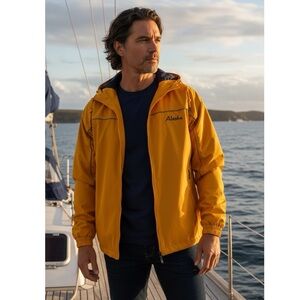 Cheneral Sailing Boating Hiking Hooded Reversible Rain Jacket Men's Small